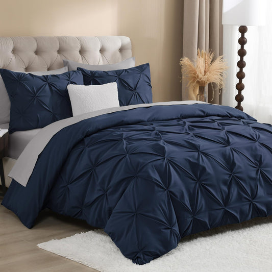 Pinch Flower Pleat Pintuck Duvet Cover Sets
