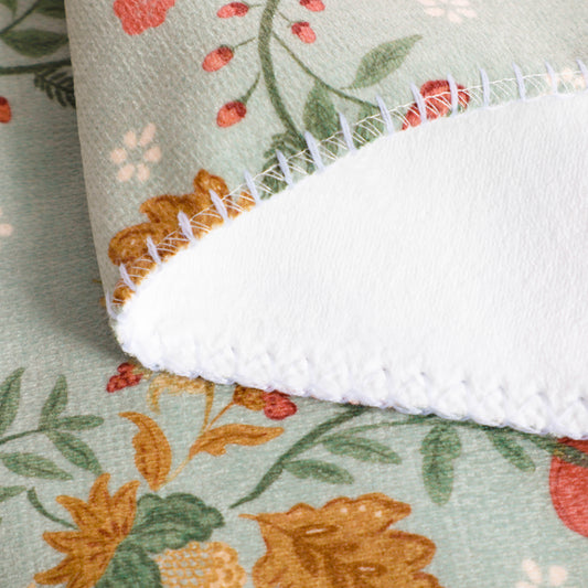 Bird&Flower Chenille Flannel Blanket