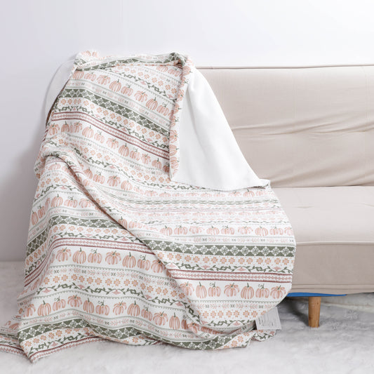 Pumpkin Chenille Flannel Blanket