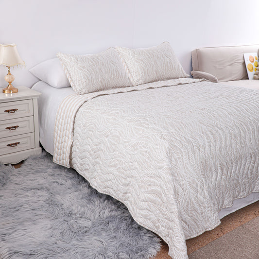 Wholesale Three piece Beige Quilted Comforter Sets