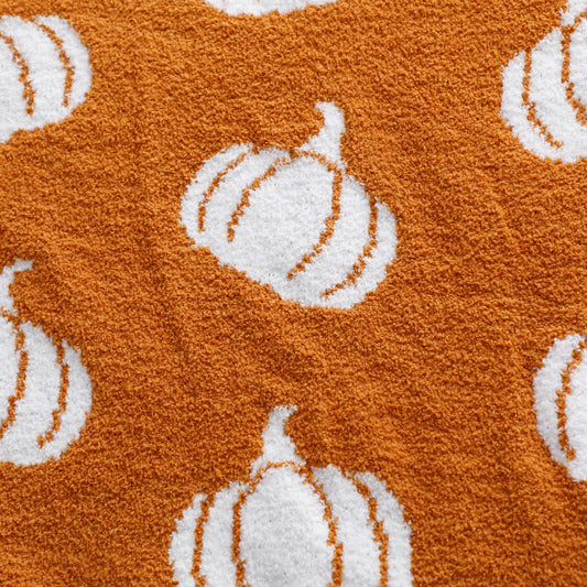 Pumpkin Cozy Knitted Fleece Throw