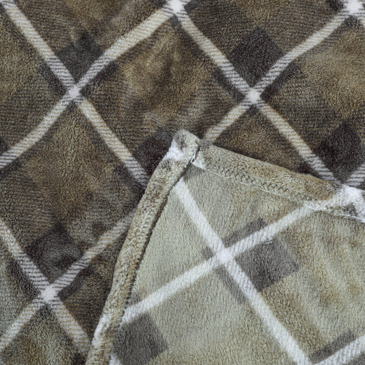 Green Plaid Flannel Blanket Throw