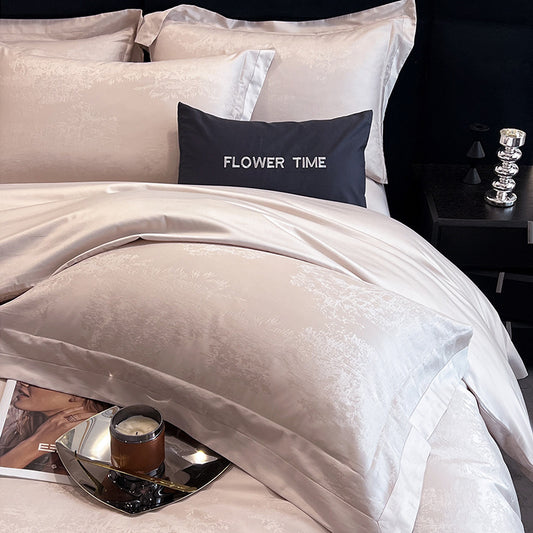 Pink Jacquard Cotton Comforter Sets