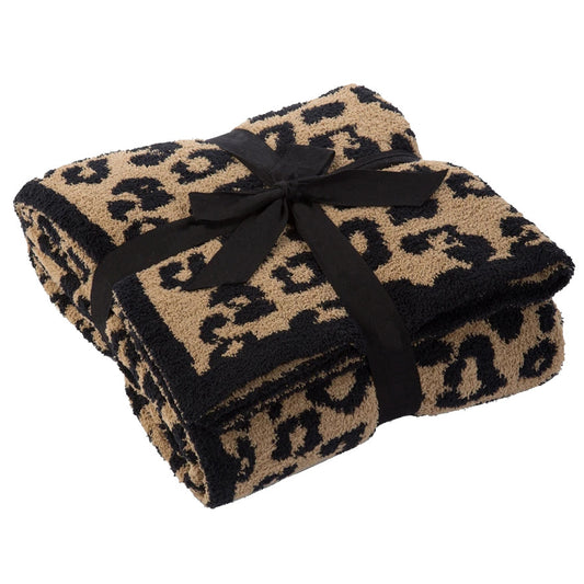 Leopard Cozy Knitted Fleece Blanket Throw