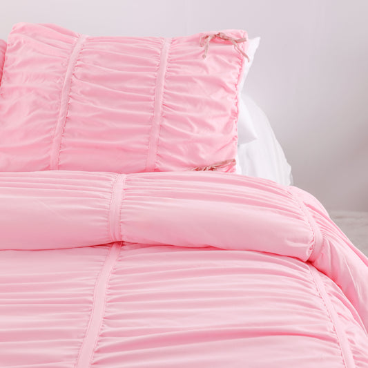Pink Bow Three Piece Comforter Set