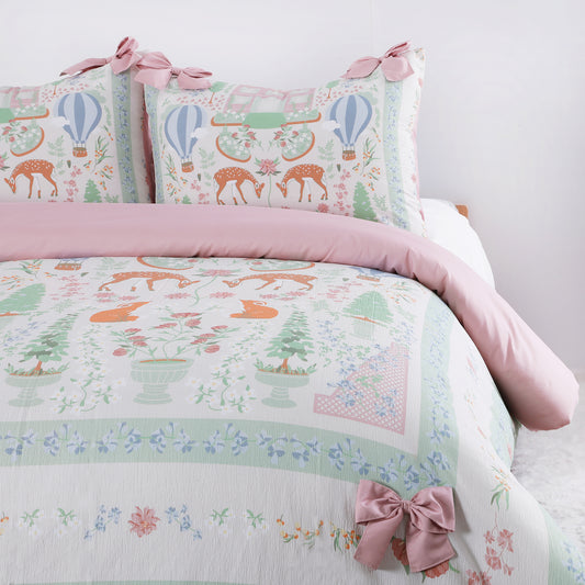Wholesale Girl Pink Bow Print Comforter Sets