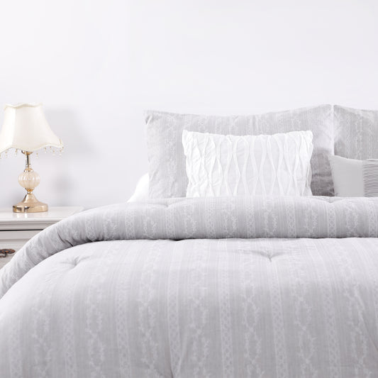 Light Gray Lace Print Comforter Sets