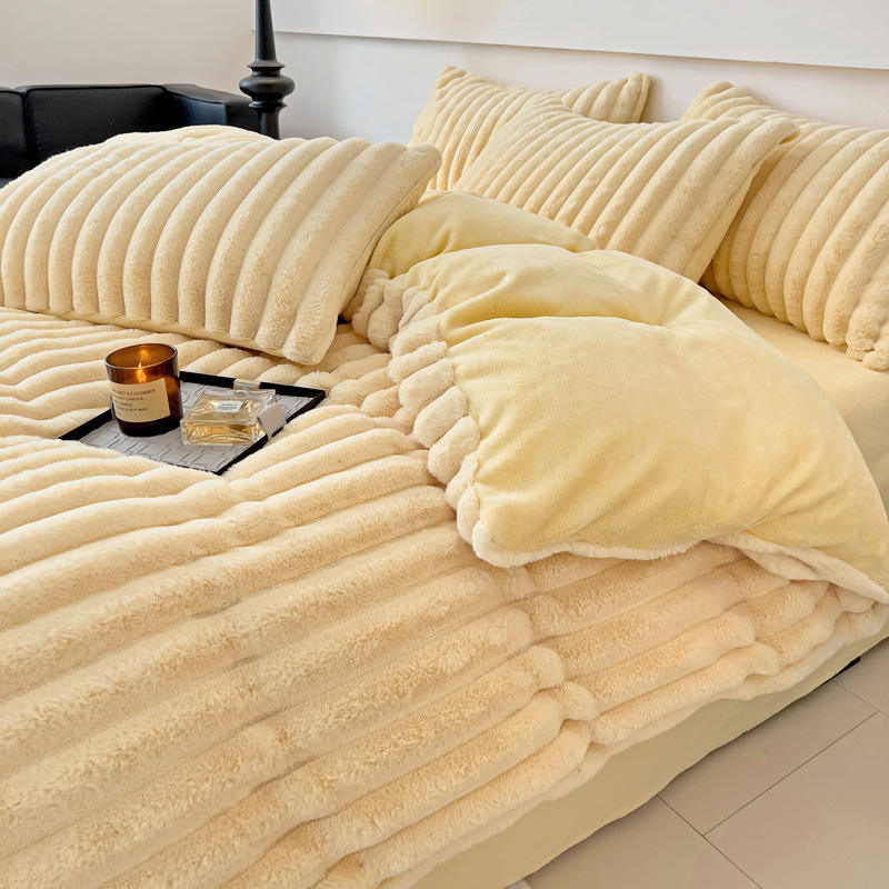 Faux Fur Rabbit Plush Warm Comforter Sets