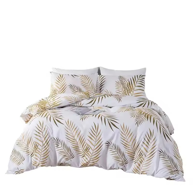 Golden Leaf 3D HD Digital Printed Comforters Set