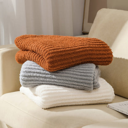 Cozy Rib Knitted Fleece Throws and Blankets