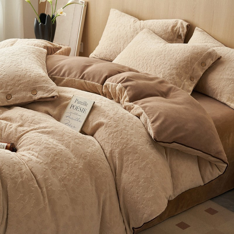 Winter Thick Milk Velvet Jacquard Duvet Cover Sets