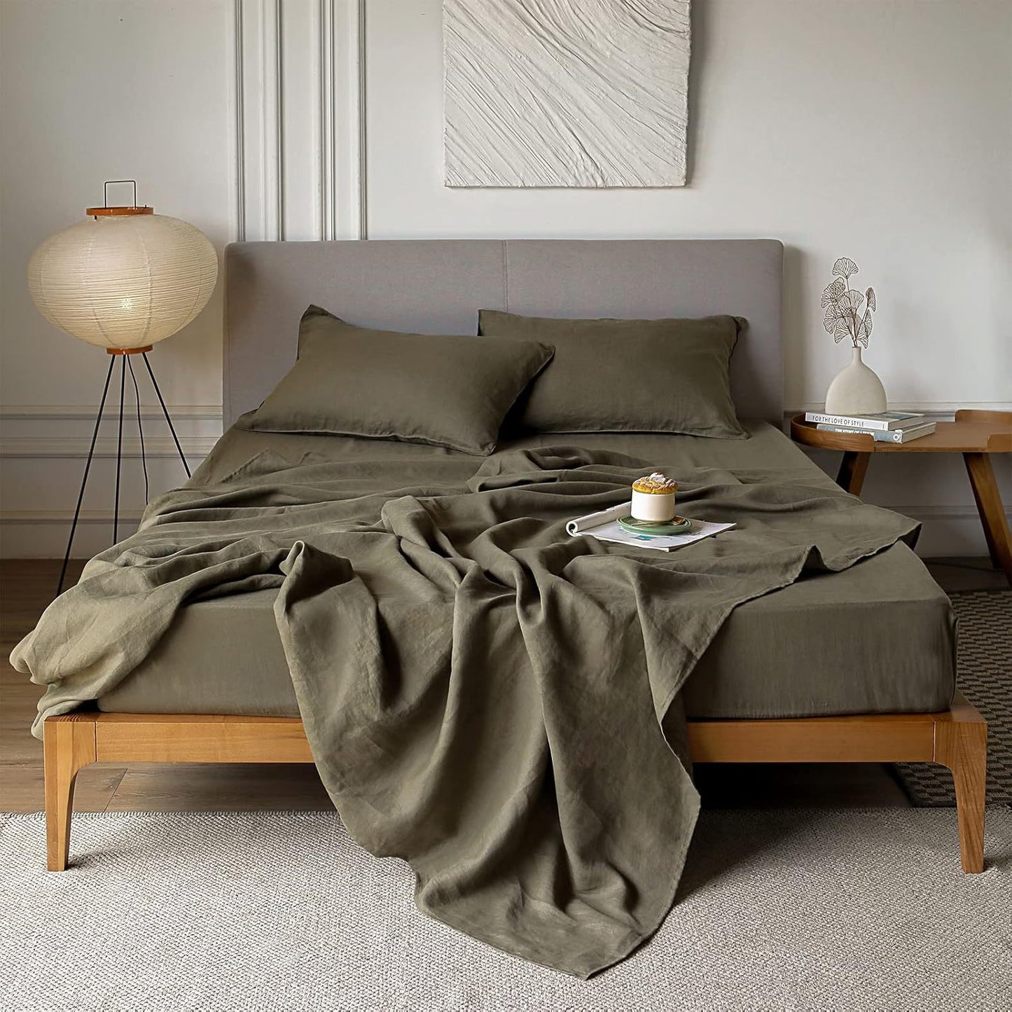 Wholesale Linen Plain Colored Bed Sheet Set