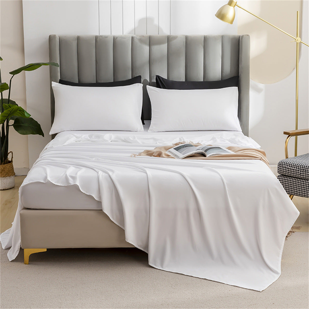 Wholesale Plain Brushed Bed Sheet Set