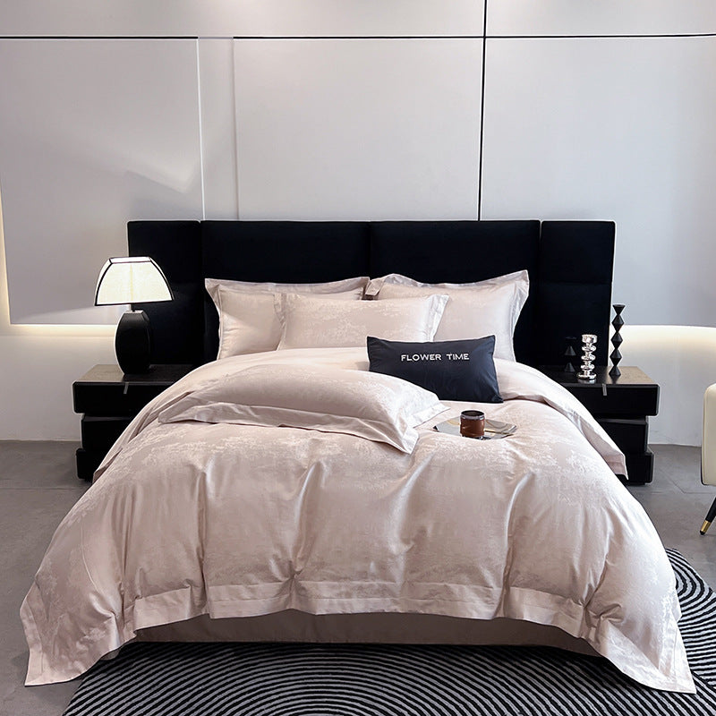 Pink Jacquard Cotton Duvet Cover Sets