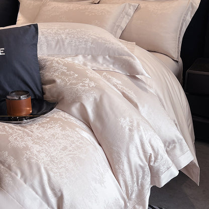 Pink Jacquard Cotton Duvet Cover Sets