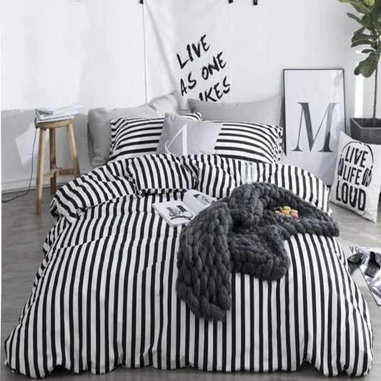 Wholesale Breathable Stripe Printed Duvet Cover Set