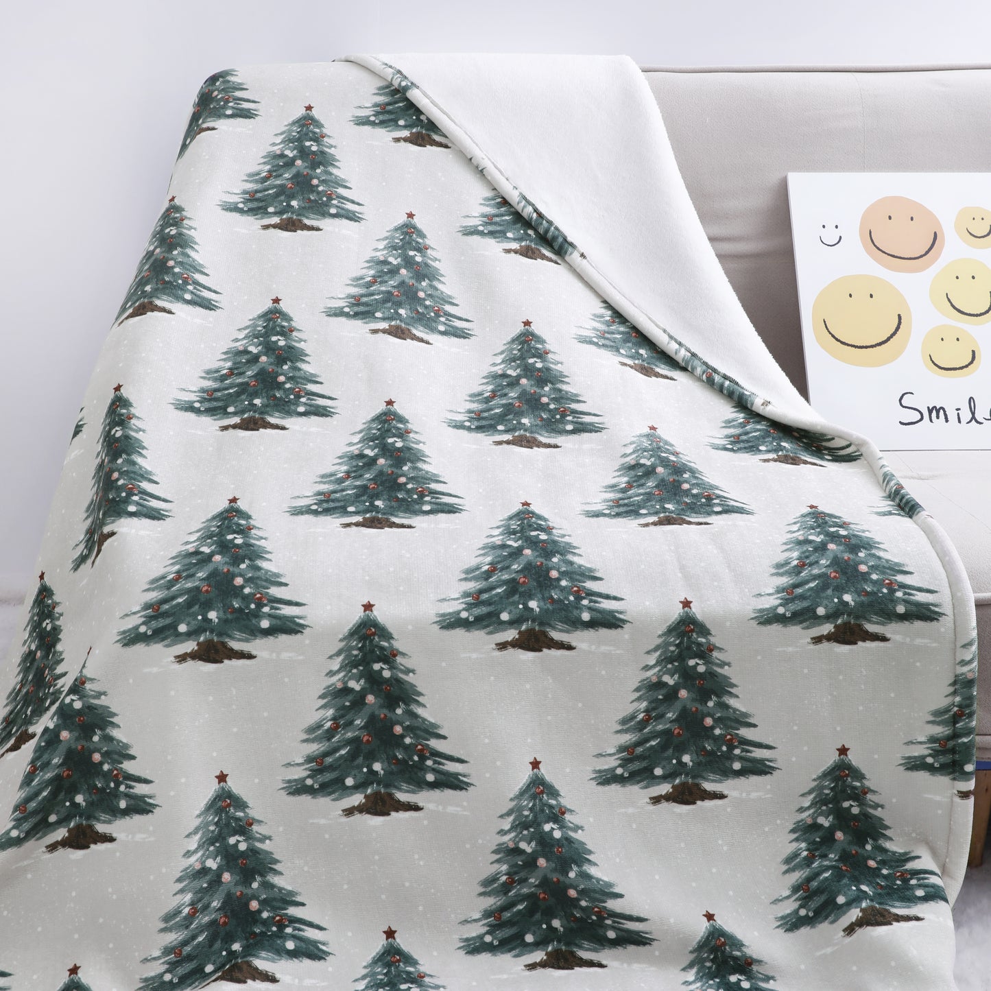 Christmas Tree Chenille Bonded Plush Blanket