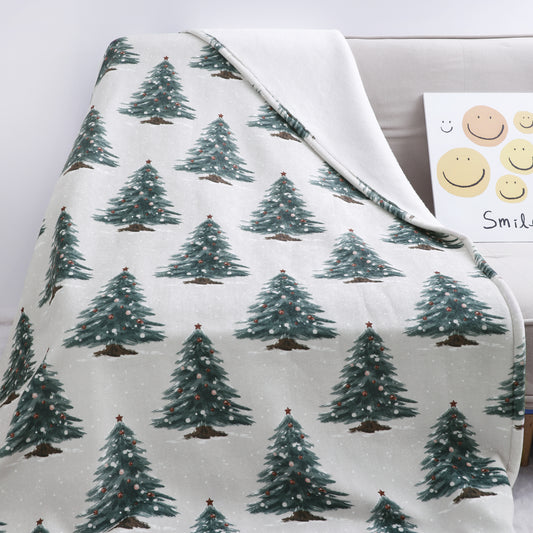 Christmas Tree Chenille Bonded Plush Blanket