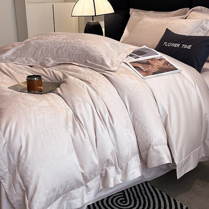 Pink Jacquard Cotton Duvet Cover Sets