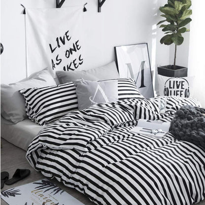 Wholesale Breathable Stripe Printed Duvet Cover Set