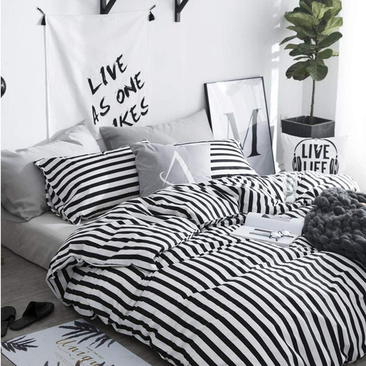 Wholesale Breathable Stripe Printed Duvet Cover Set