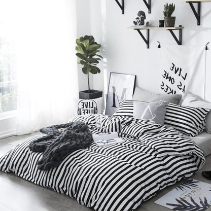 Wholesale Breathable Stripe Printed Duvet Cover Set