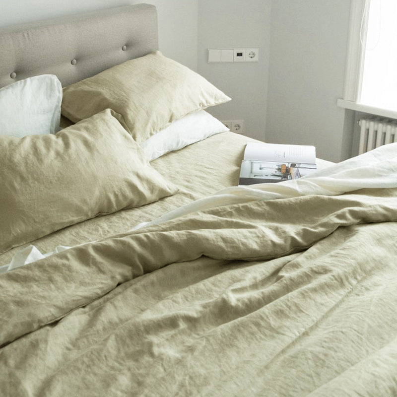 Matcha Colored Linen Duvet Cover Sets