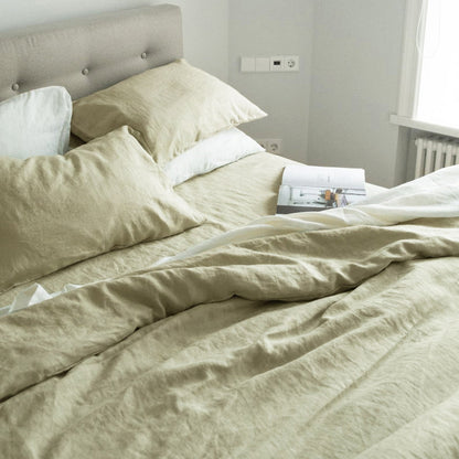 Matcha Colored Linen Duvet Cover Sets