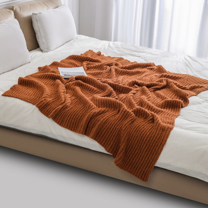 Cozy Rib Knitted Fleece Throws and Blankets