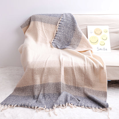 Khaki Mahair Tassel Throw