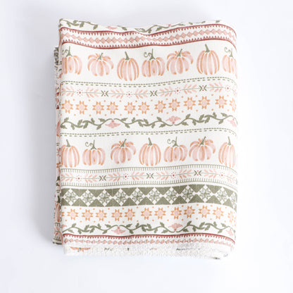 Pumpkin Chenille Flannel Blanket