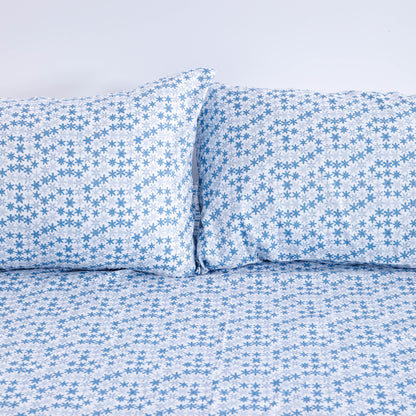 Winter Blue Snowflake Bed Sheet Set