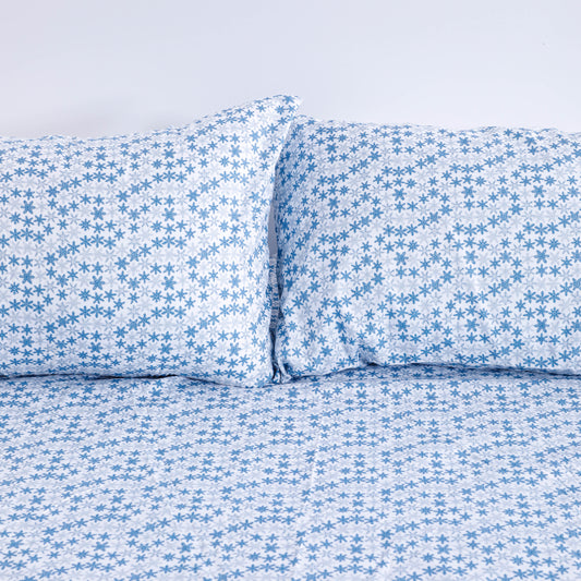 Winter Blue Snowflake Bed Sheet Set