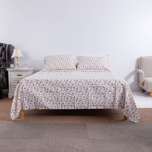 Christmas Puppy Print Bed Sheet Set