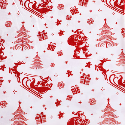 Red Christmas Print Bed Sheet Set