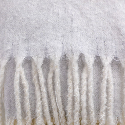 Grey Mahair Tassel Throw