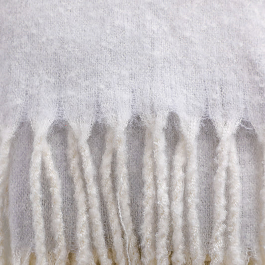 Grey Mahair Tassel Throw