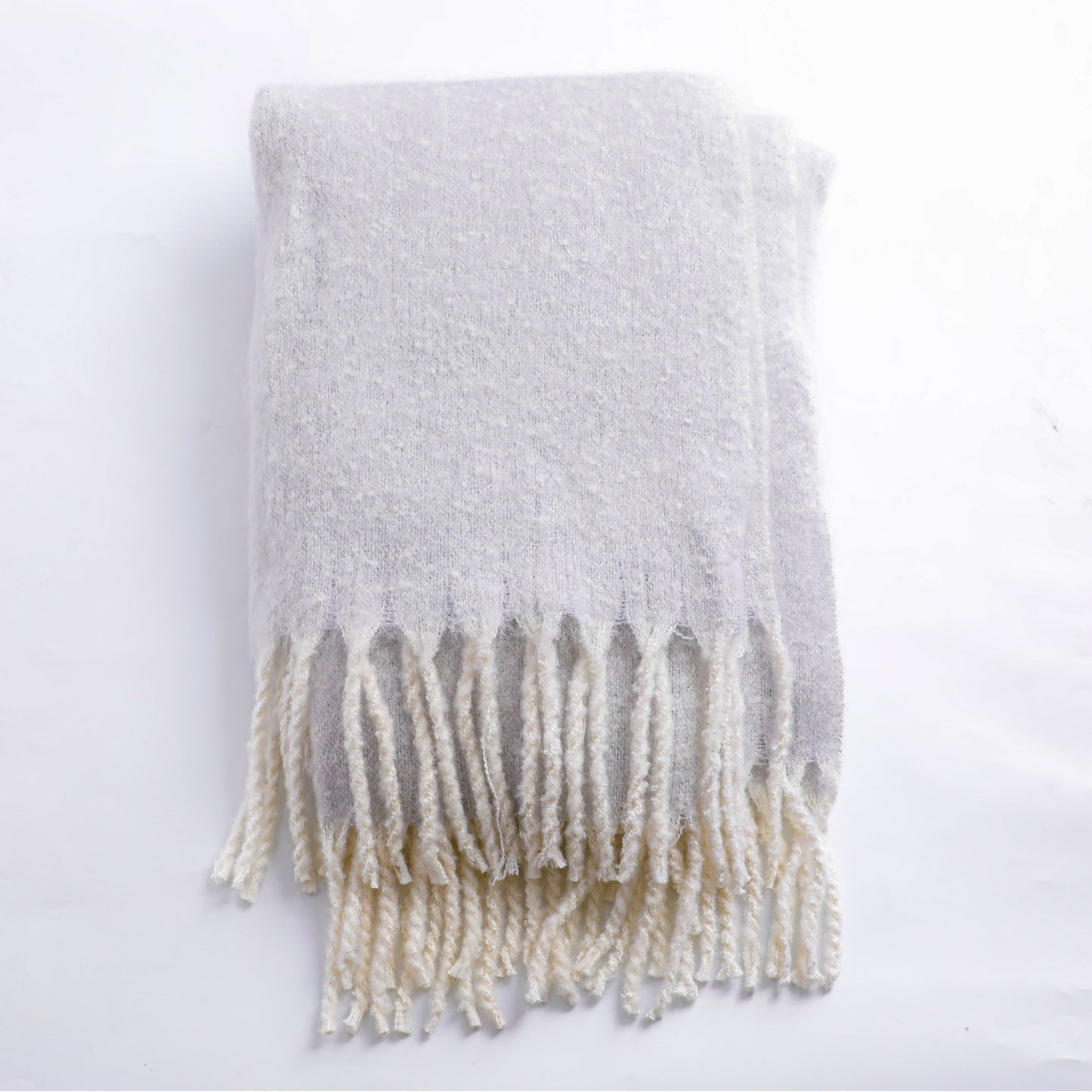 Grey Mahair Tassel Throw