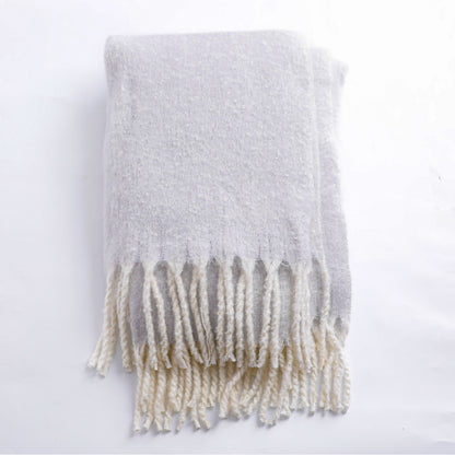 Grey Mahair Tassel Throw