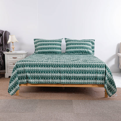 Christmas Green Reindeer Bed Sheet Set