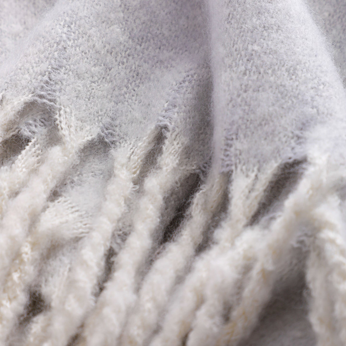 Grey Mahair Tassel Throw