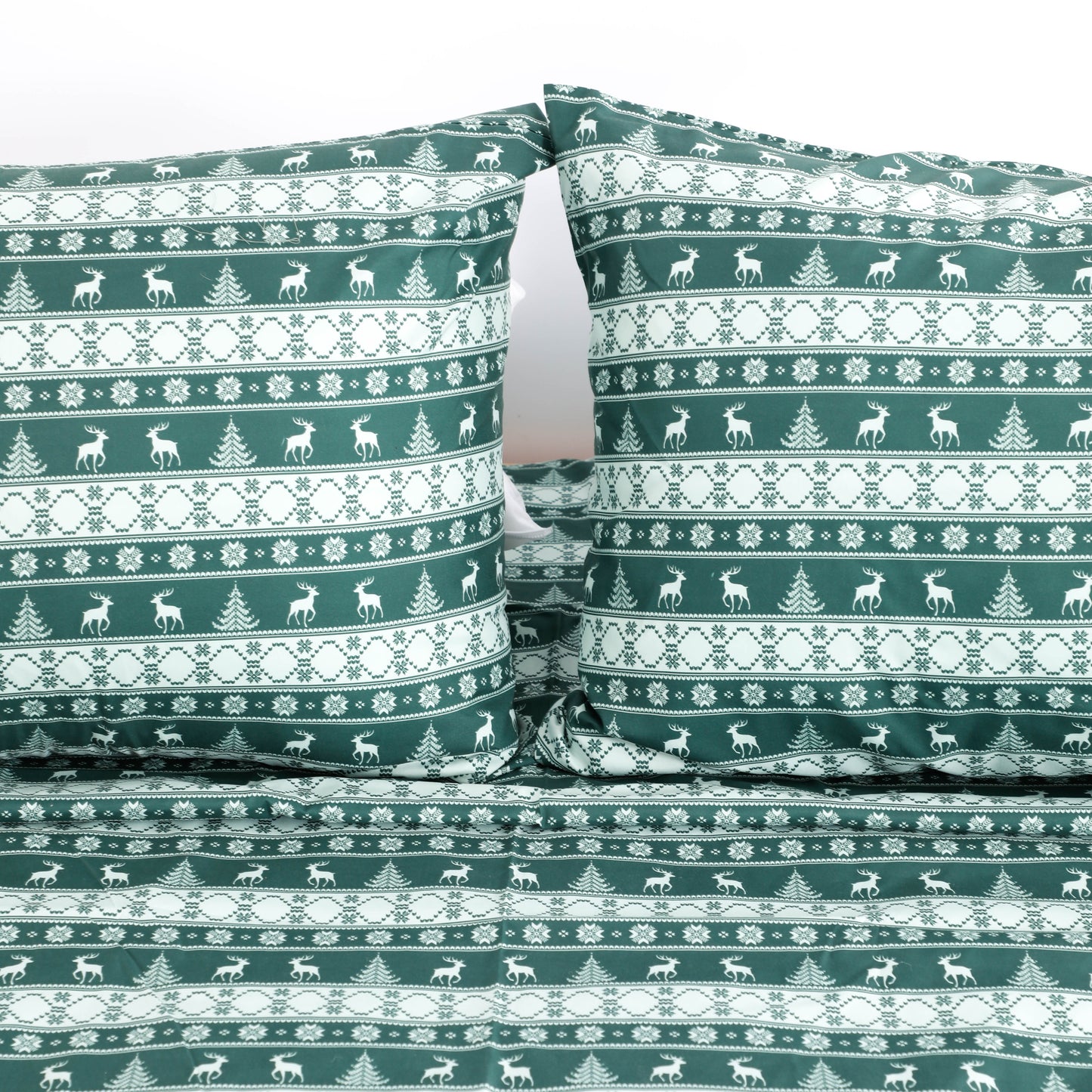 Christmas Green Reindeer Bed Sheet Set