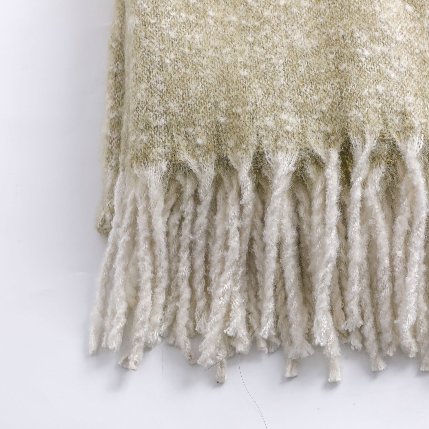 Green Mahair Tassel Throw