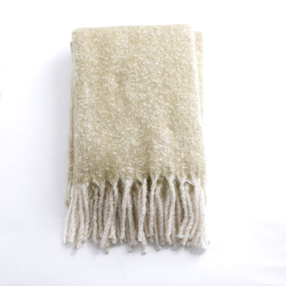 Green Mahair Tassel Throw