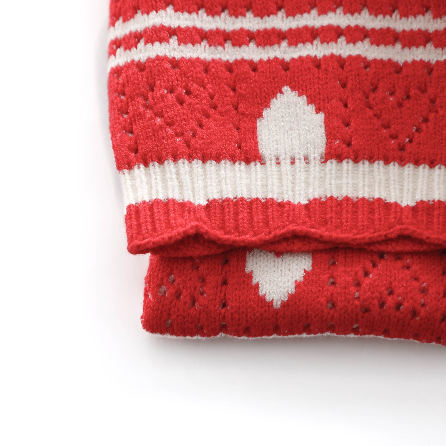 Heart Knitted Fleece Throw