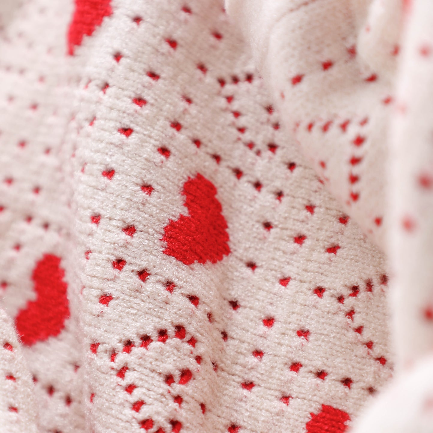 Heart Knitted Fleece Throw