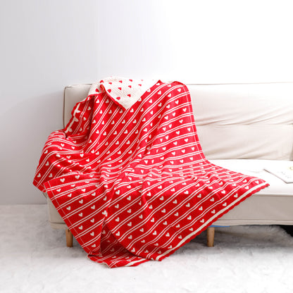 Heart Knitted Fleece Throw