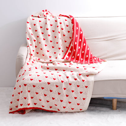 Heart Knitted Fleece Throw
