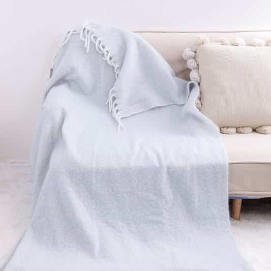 Grey Mahair Tassel Throw