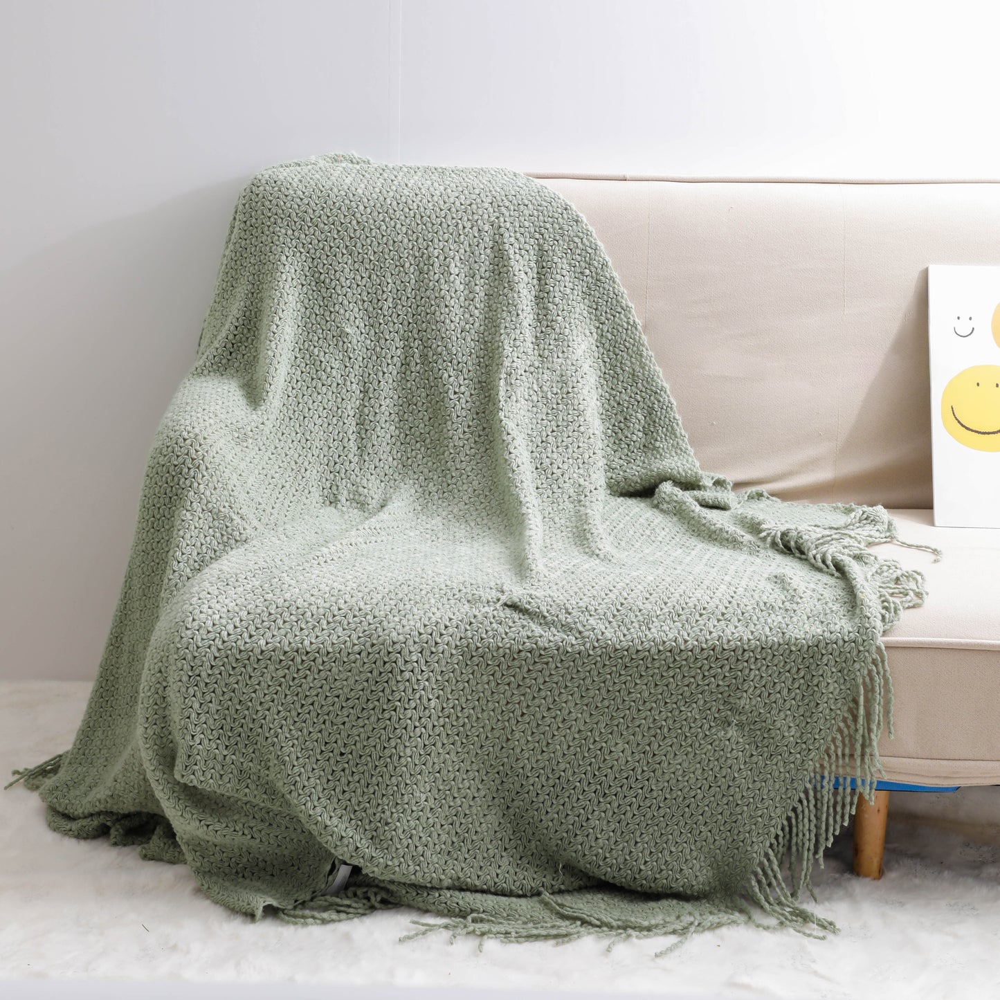 Ear Of Wheat Knitted Tassel Throw